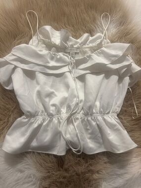 Topshop White Ruffle Peplum Camisole
